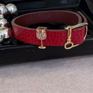 KEEP Collective Red Reversible Leather Bracelet with Wine glass Charm